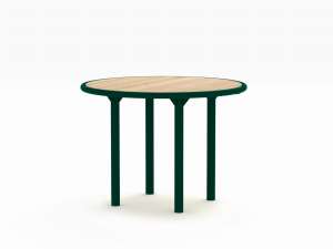 TISCH 120 CM AUS STAHL MIT HOLZPLATTE STADTMOBILIAR