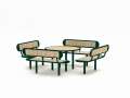 TISCH 120 CM MIT 4 x PARKBANK AUS STAHL MIT HOLZ