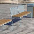 4-Sitzer Parkbank aus Stahl mit Holzsitz